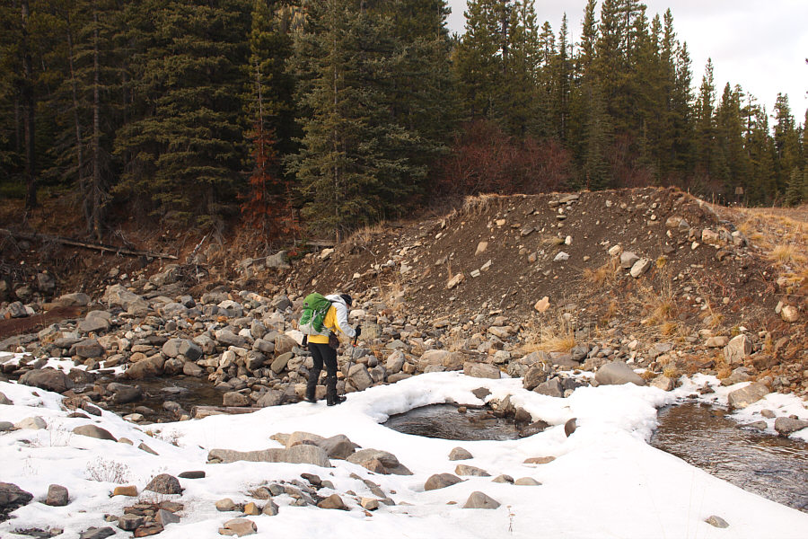 Bob nearly punched through the snow bridge here!