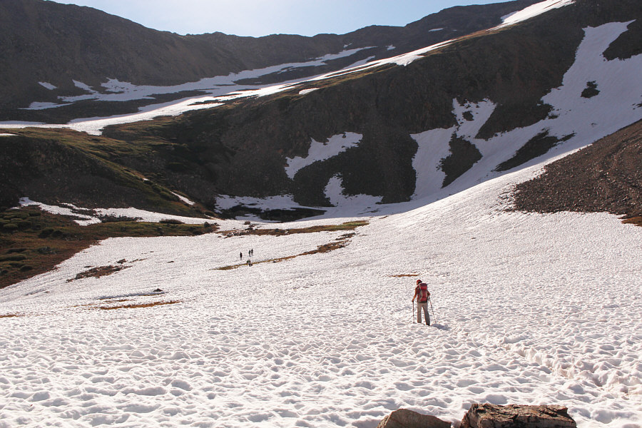 The snowfield is not as easy to cross as it looks!