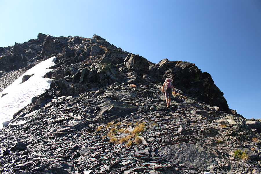 Less problematic than trying to sidehill bash to save elevation gain.