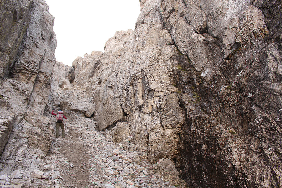 After all these years, there is still a lot of loose rock in this gully!