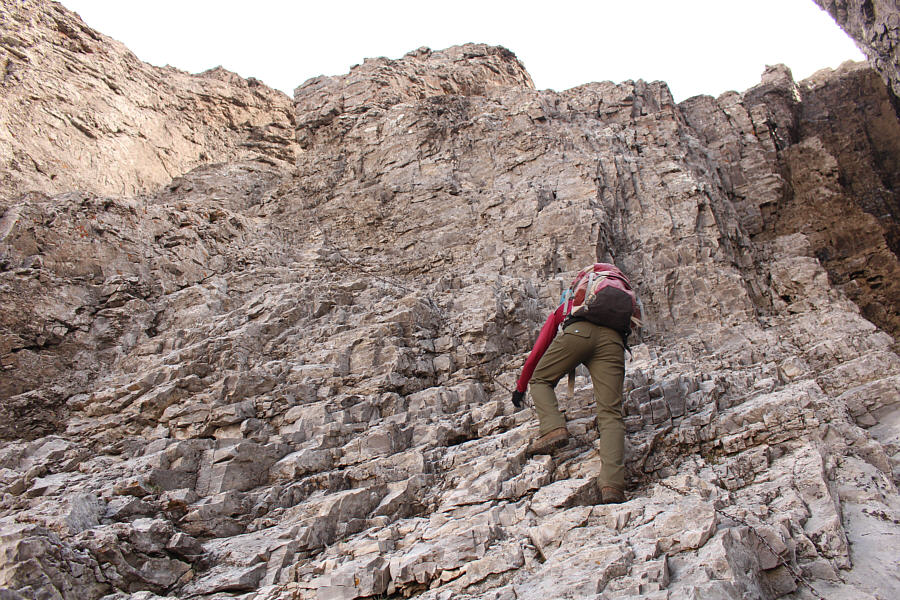 It's almost aid-climbing...almost.