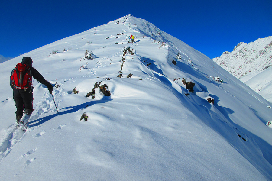 Tricky footing underneath the snow!