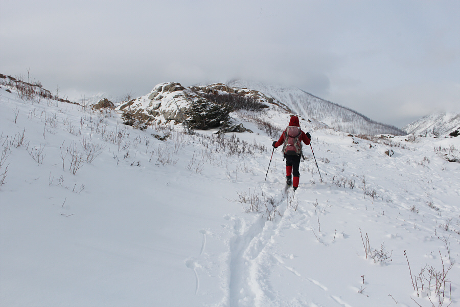 Too rocky to ski all the way to the top of this one!