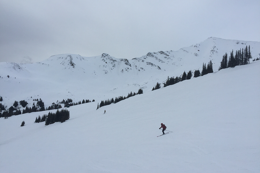 There were a few loud booms from ski patrollers doing avalanche control on the ridge.
