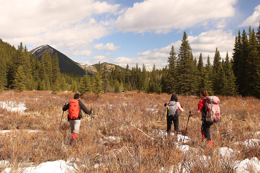 Waterproof boots help here unless they're already soaked from post-holing!