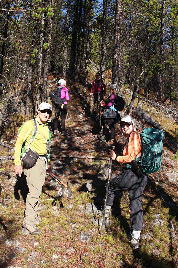 Dinah is still worried about ticks crawling up her pants!