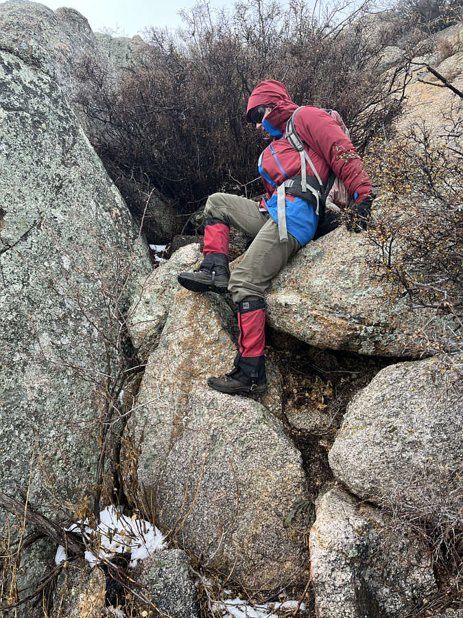 A little bit of scrambling/down-climbing required.