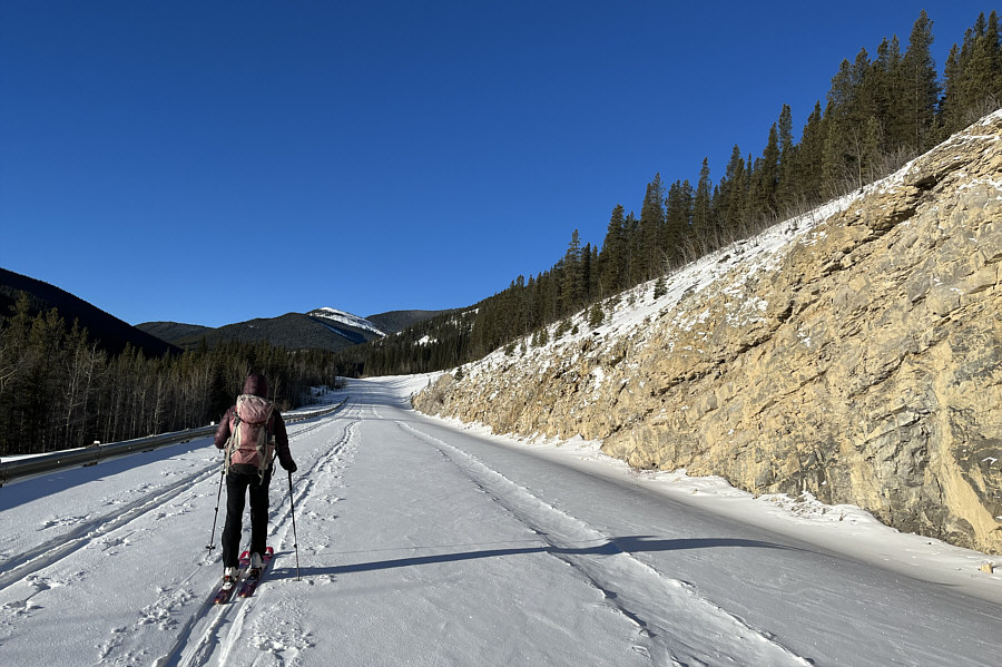 I didn't even put my climbing skins on until the last kilometre before the turnoff!