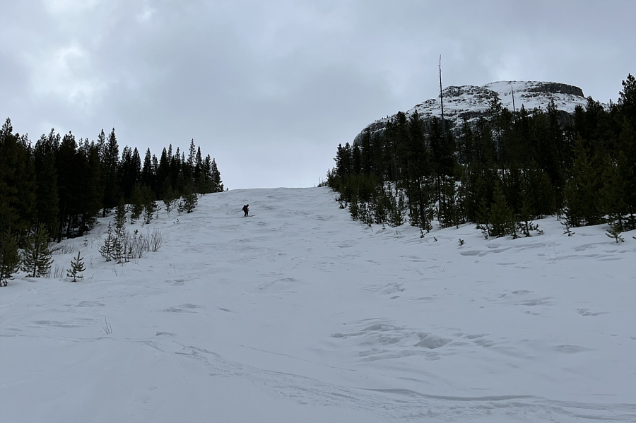 Ironically, I found this the easiest section to ski down because of the steepness!