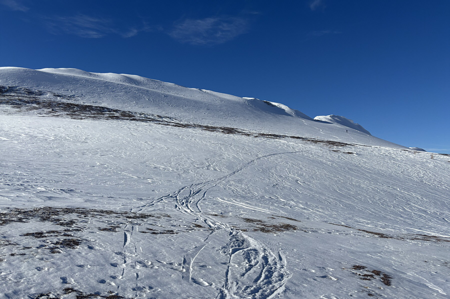The other skiers probably thought the ridge at far right was the summit.