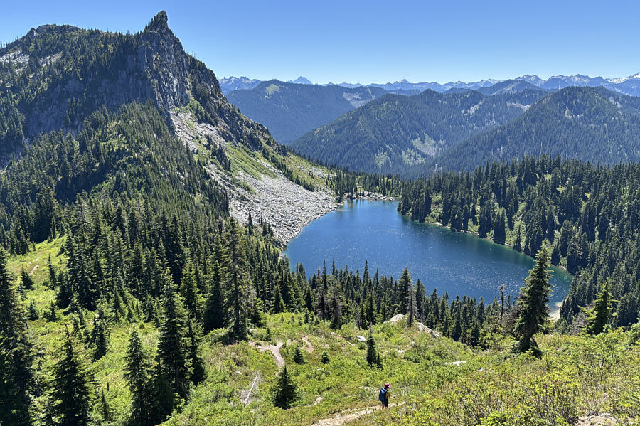 We saw people at the lake, but no one else came up here.