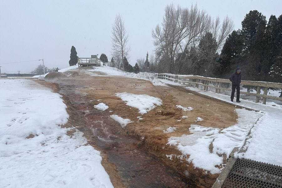 The water is warm but not scalding.